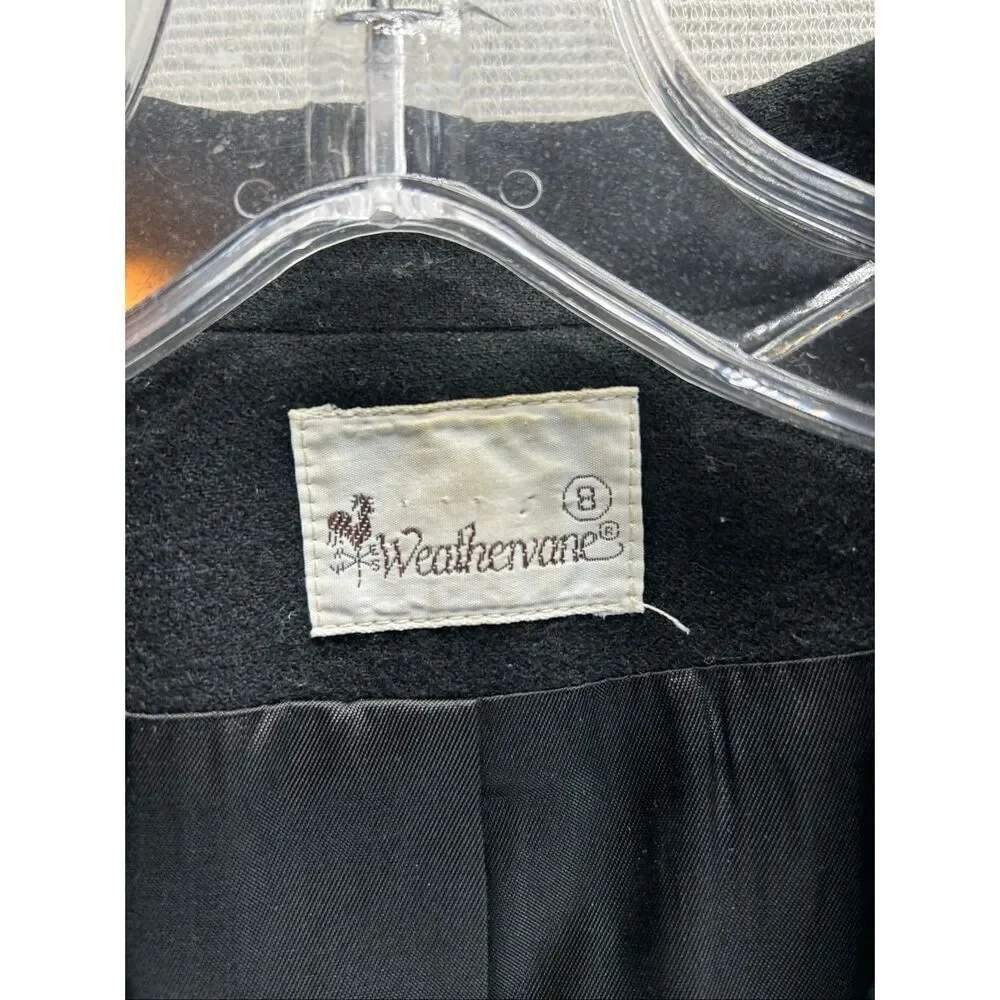Vintage Black Cropped Wool Blazer Minimal Tailored Preppy Academia Classic 8